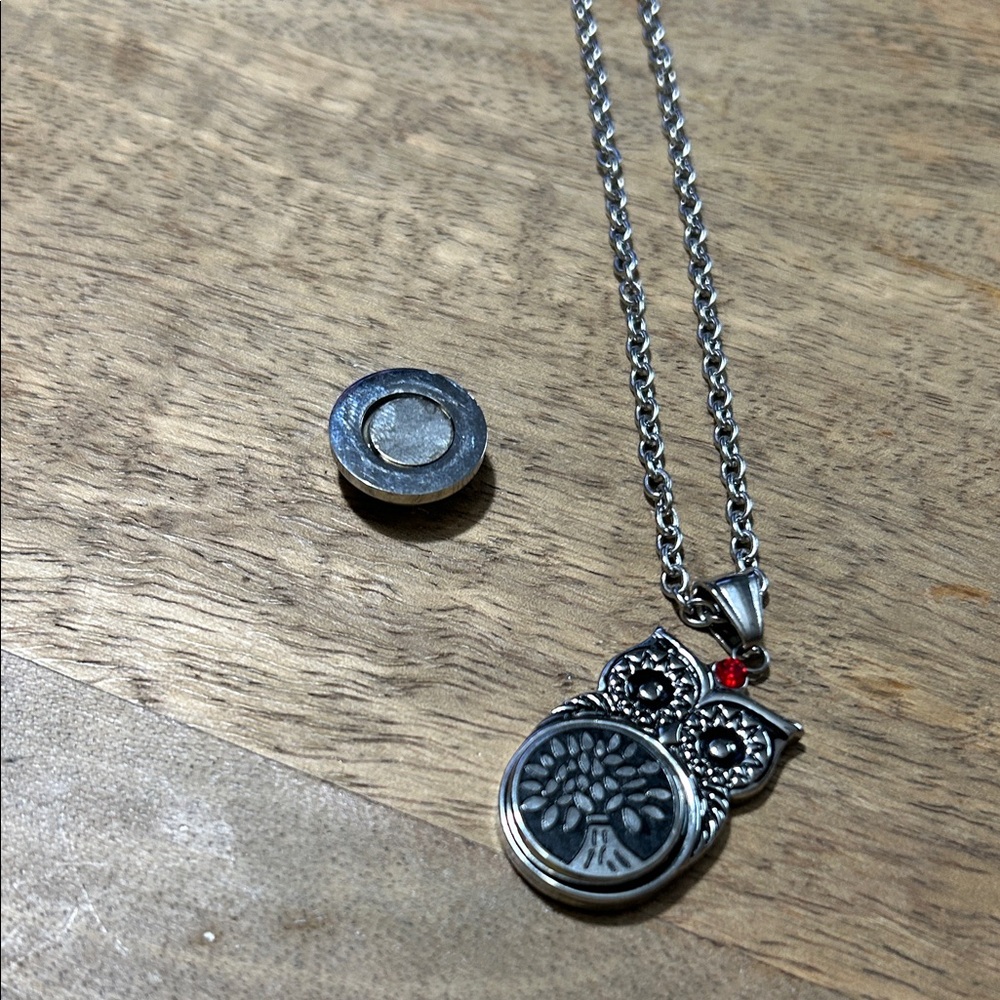 Silver Owl Pendant Necklace with magnetic switch outs - Picture 7 of 11